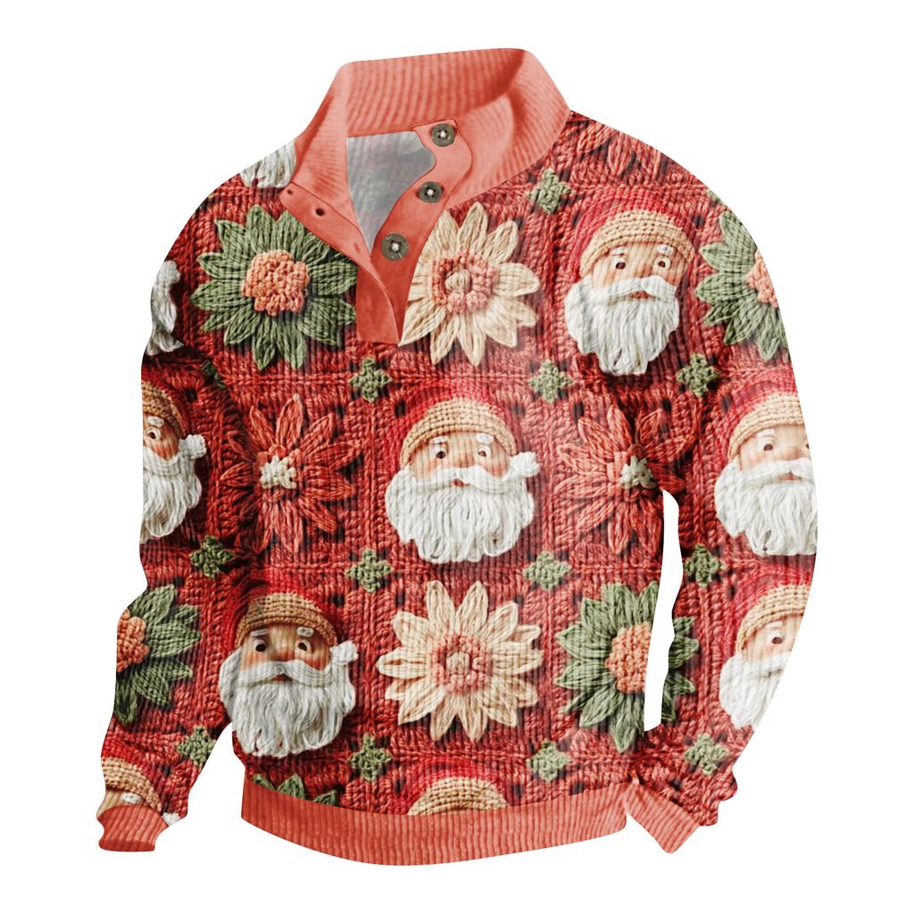Ανδρικό Κορδούρο Πουκάμισο με Χριστουγεννιάτικη Εκτύπωση και Κουμπιά