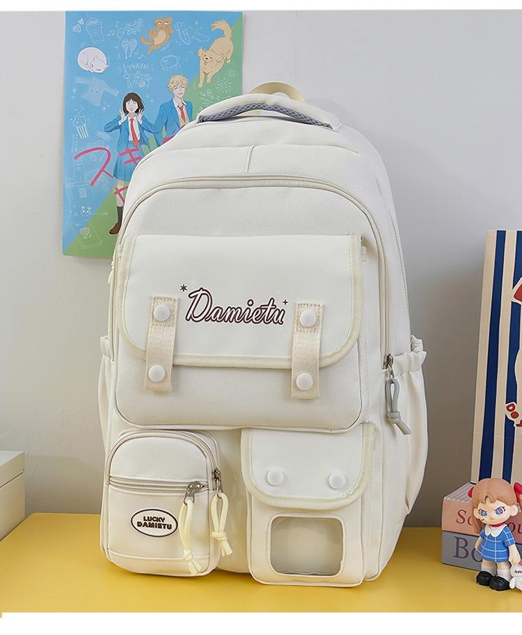 School bag summer new academic style cute large capacity school bag casual versatile backpack simple lightweight sweet backpack