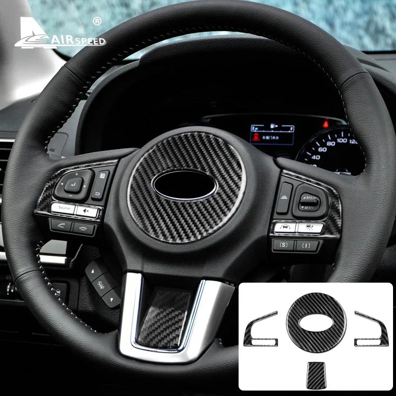 Real Soft Carbon Fiber Interior Trim Accessory for Subaru Forester 2016 2017 2018 Steering Wheel Center Button Sticker