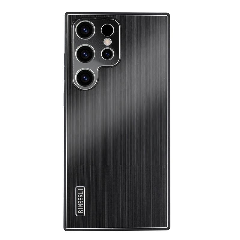 Suitable for Samsung S24ultra Mobile Phone Case S23plus Metal Brushed Back Plate Tup Anti Fall Sheath Light Luxury Style