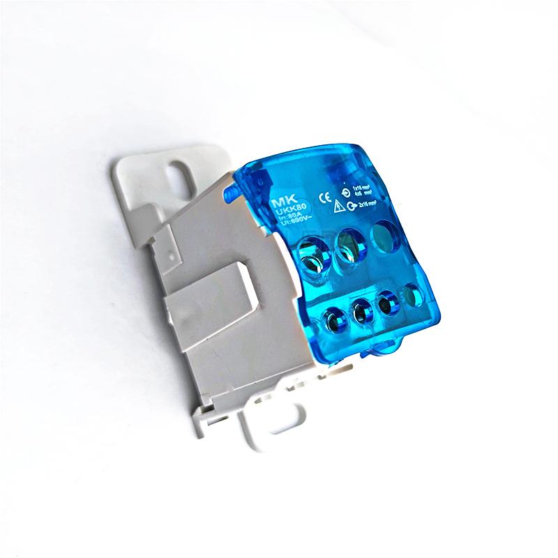 1Pcs Terminal Block UKK80A Din Rail 1 In Many Out Distribution Box Universal Electric Wire Connector Red Yellow Blue Green