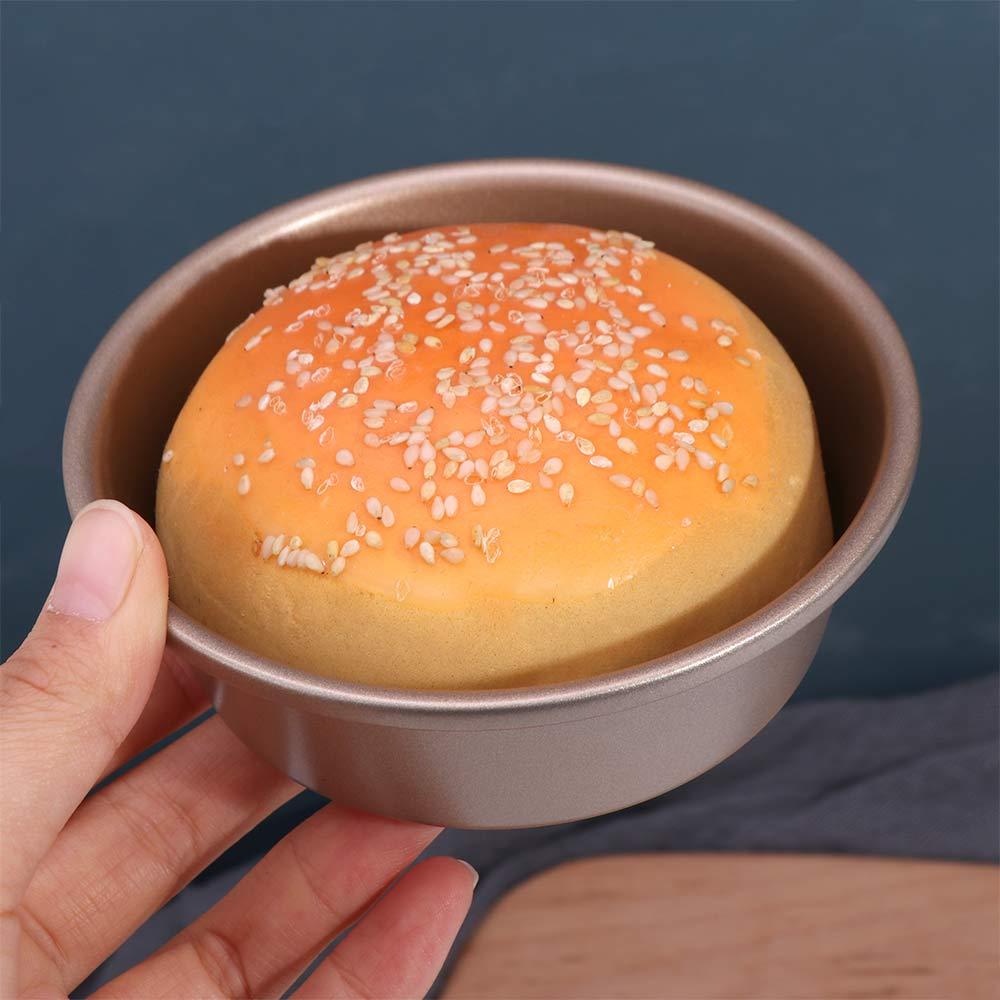 Baking Tray 4 Inch Bread Mold Non Stick Bottom Carbon Steel Hamburger Mold DIY Cake Baking Pan Pudding
