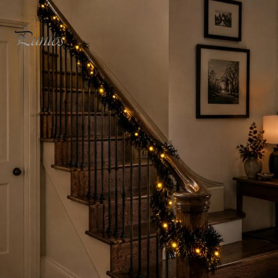 Creepy Atmosphere Lighting for Events Halloween Lighted Vine Garland with LED Lights, Black Faux Twig Mantle Dark Aesthetic Party Backdrop Props