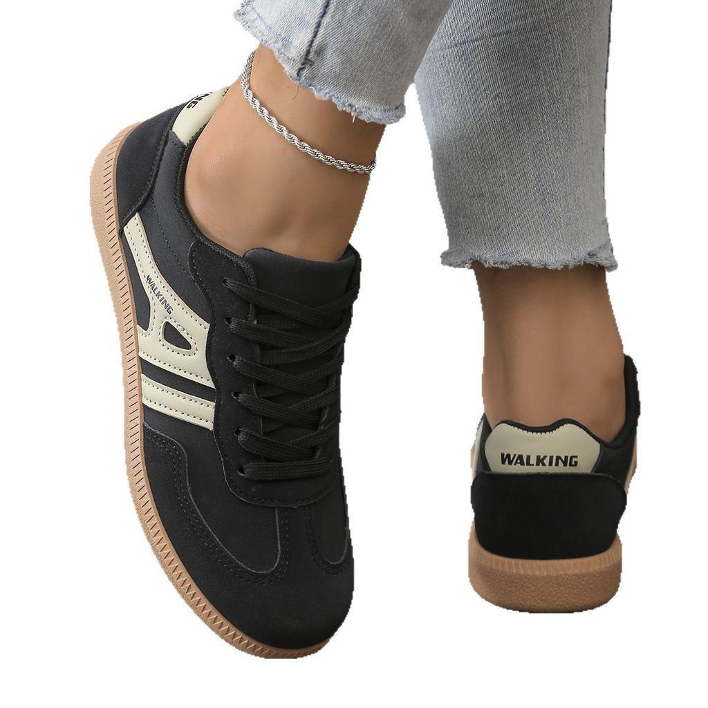 2025 foreign trade large size autumn new flat-bottomed casual outer wear non-slip German training shoes lace-up light sports shoes women