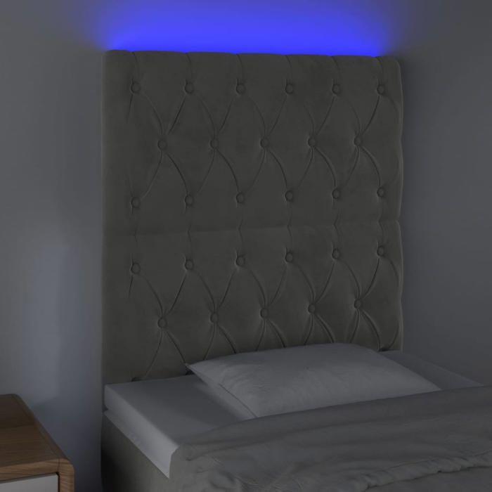 VidaXL Tête de Lit à LED Meuble de Chambre à Coucher Accessoire de Lit Simple Tête de Cadre de Lit Intérieur Gris Clair 3122790