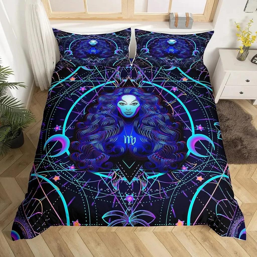 Zwillinge Königin König Bettbezug Sternbild Horoskop Bettdeckenbezug Astrologie Galaxie Bettwäscheset Stern Polyester Steppdeckenbezug