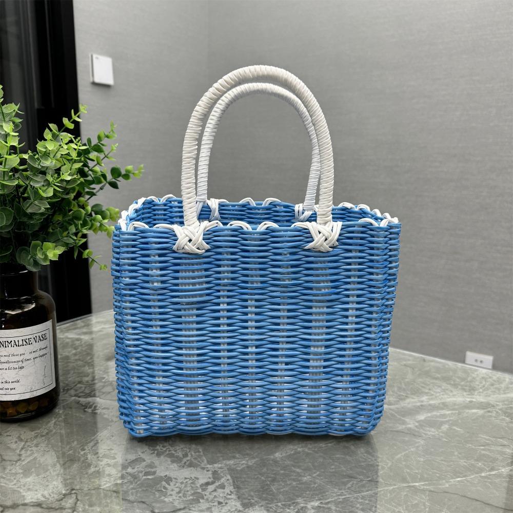 Imitation Rattan Storage Basket Square Woven Handbag Creative Hanging Baskets Flower