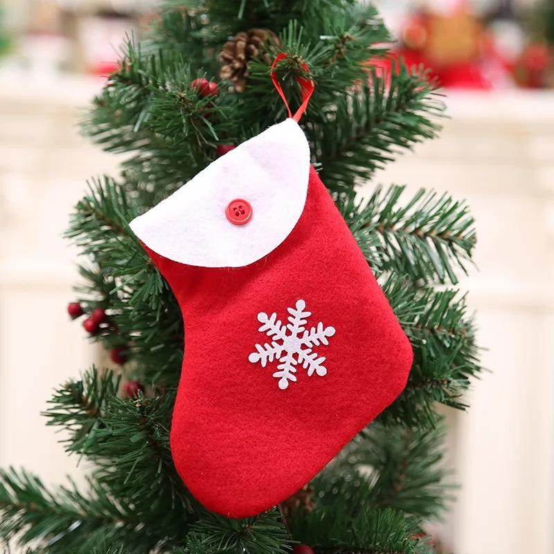 Merry Christmas Socks Christmas Tree Ornaments Sack Xmas Gift Candy Bag Cute Fabrics with Multiple Styles To Choose From
