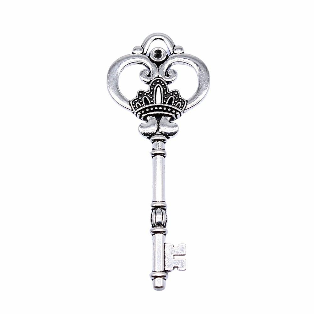 1 Uds. Colgante de llave grande Vintage de 84mm para fabricación de joyas Color bronce antiguo llave grande colgante llave Retro