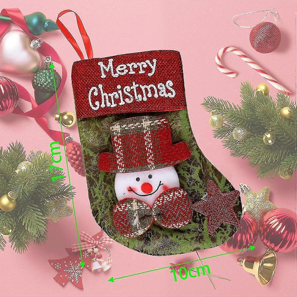 4pcs Christmas Socks Hanging 17*10cm Christmas Gift Bag Decorative Gift Bear Moose Santa Snowman Decorative Candy Bag - GXCC