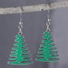 Retro Minimalist Christmas Tree Pendant Earrings – European & American Design
