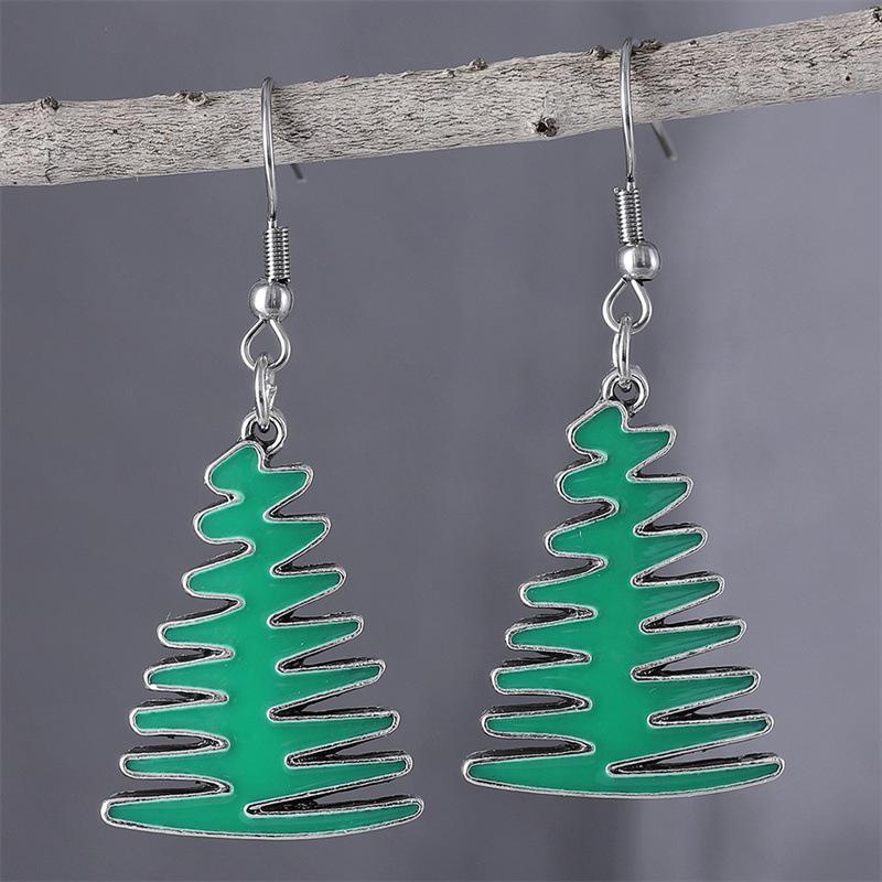 Retro Minimalist Christmas Tree Pendant Earrings – European & American Design