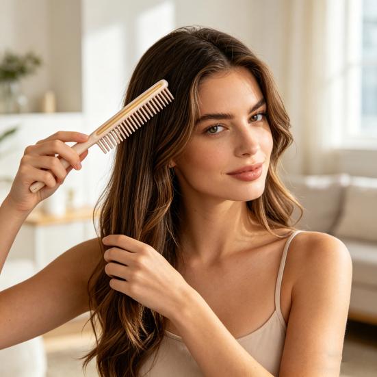 Peigne à Cheveux avec Manche Long Ergonomique Antistatique Hommes Femmes Dents Fines Peigne Court Long Épais Bouclés Cheveux Humides Secs Coiffage Démêlage Peigne