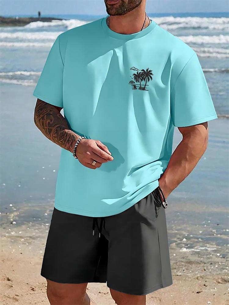 Men's Beach Shorts 2 Piece Summer Casual Everyday Men's Short Sleeve Shorts Set Hawaiian 3D Print Men's T-shirt Outdoor Sports