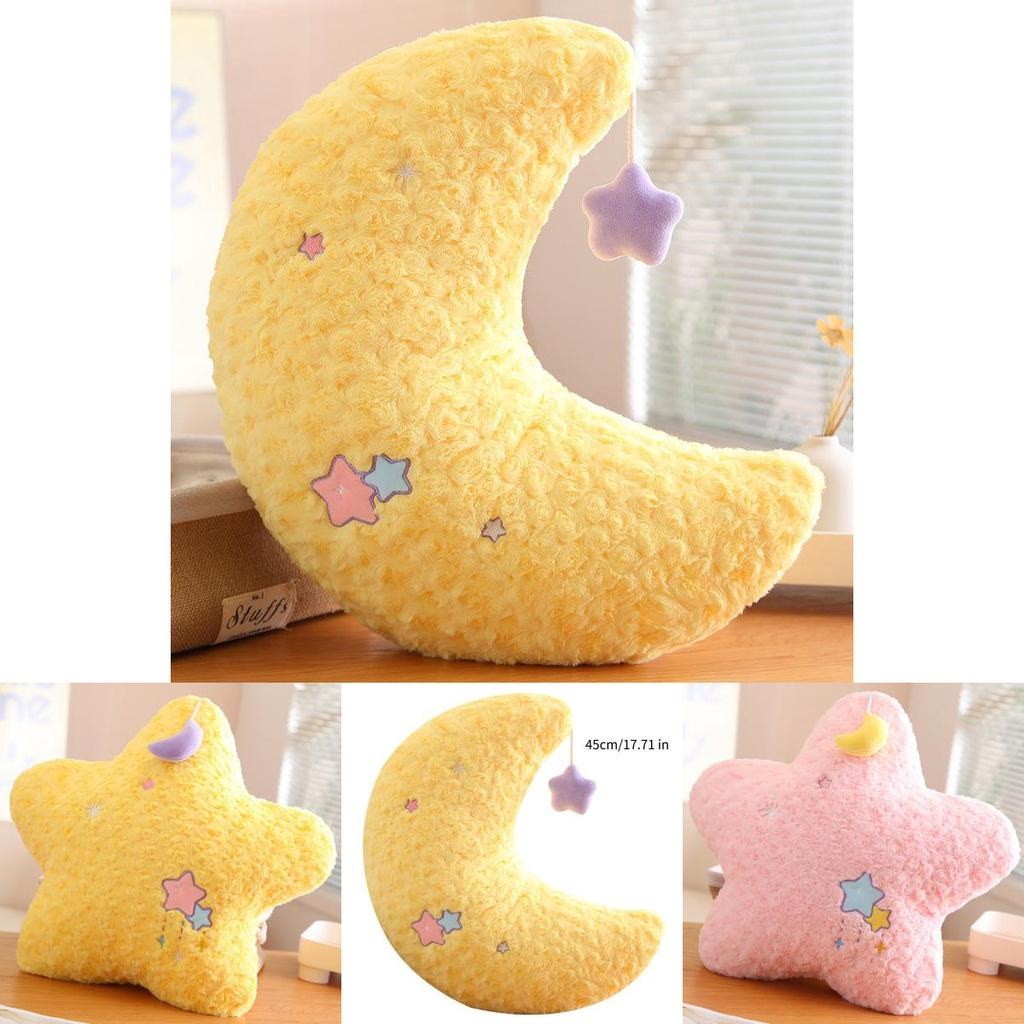 Cute Star And Moon Plush Pillow For Kids Soft And Fluffy Stuffed Toy For Home Decor And Birthday Gifts From Diman