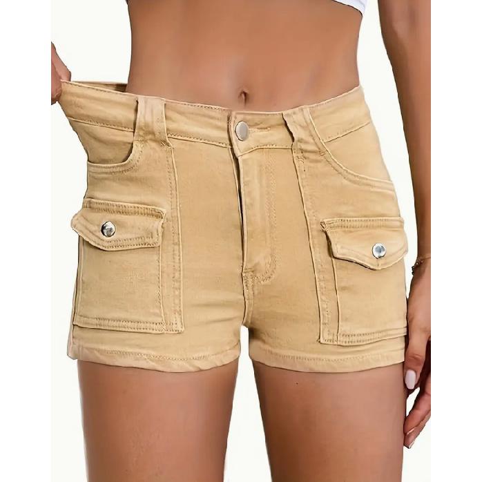 2026 Summer New Women's Denim Stretch Shorts with Multiple Pockets Casual Denim Shorts