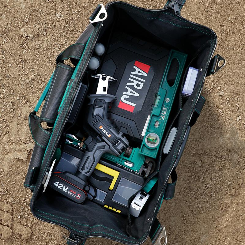 AIRAJ 2024 New Electrician Tool Bag with Reflective Strip Oxford Cloth Wear-resistant Multi-Pocket Waterproof Storage Hand Bag