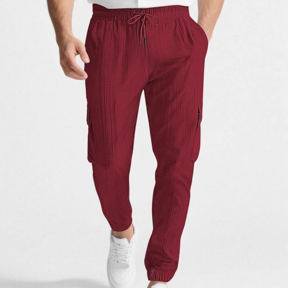 Men's Casual Cargo Pants Multi-Pocket Outdoor Hiking Work Drawstring Pants for Spring Autumn Travel Camping