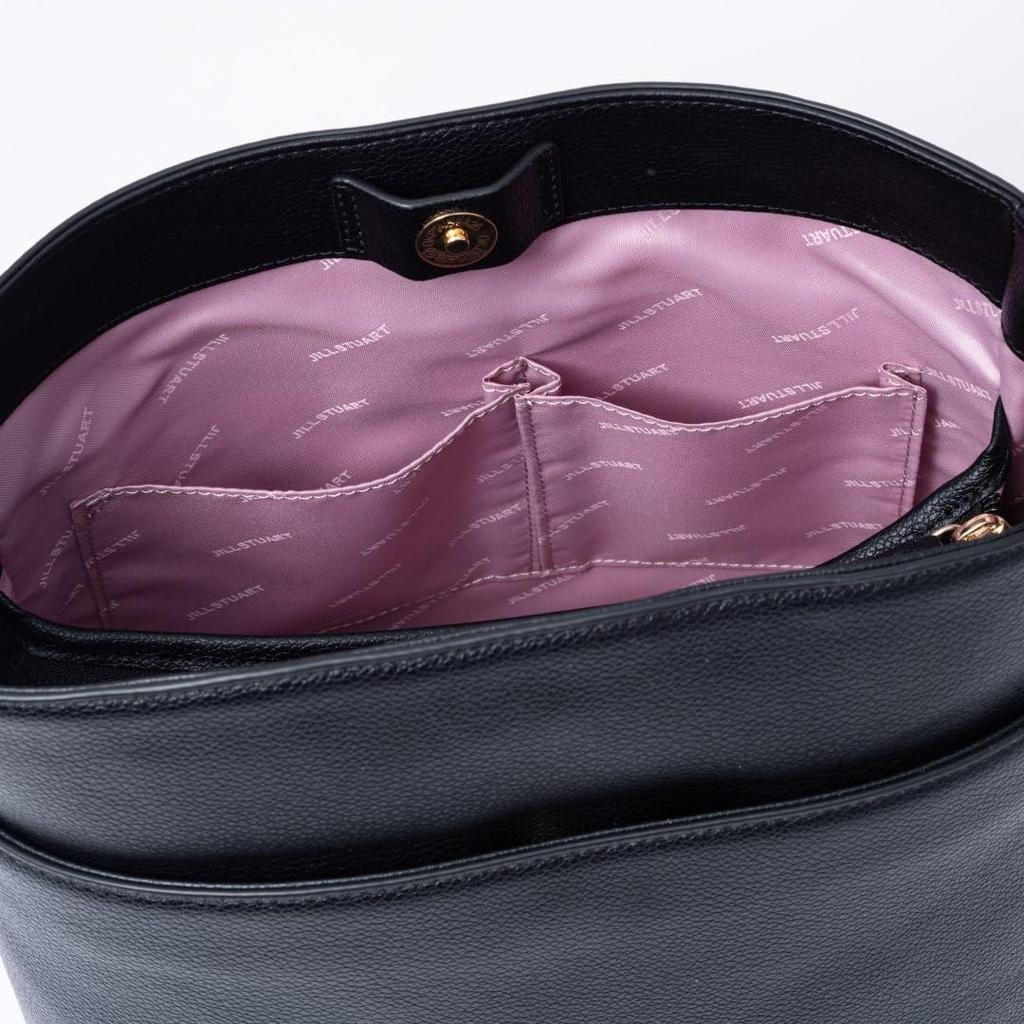 Jill Stuart Crescent One-Shoulder Bag, Women's, Crescent Metal Fittings, Elegant Work Bag, JSLH5GS1, Black