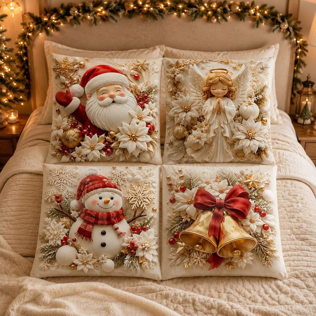 Christmas Throw Covers 1818 Inch Set of 4, Holiday Cushion Cases for Couch Decor, Inserts Not Included