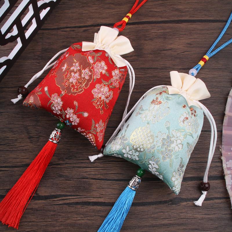 1PC Embroidery Jewellery Bag Flower Satin Reusable Storage Pouches Elegant Gift Bags Traditional Brocade Drawstring