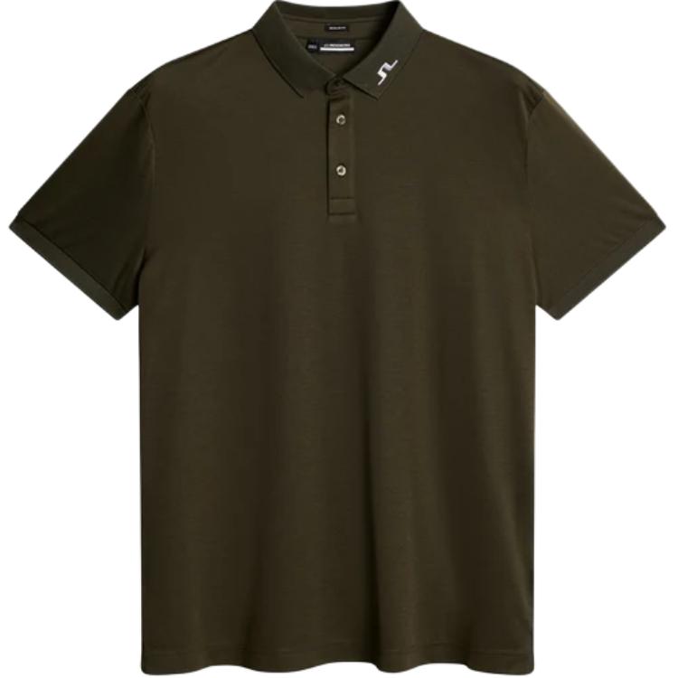 J.LINDEBERG Plain Knit Short Sleeve Polo Shirt Men Tops Forest-Green GMJT10684-M502