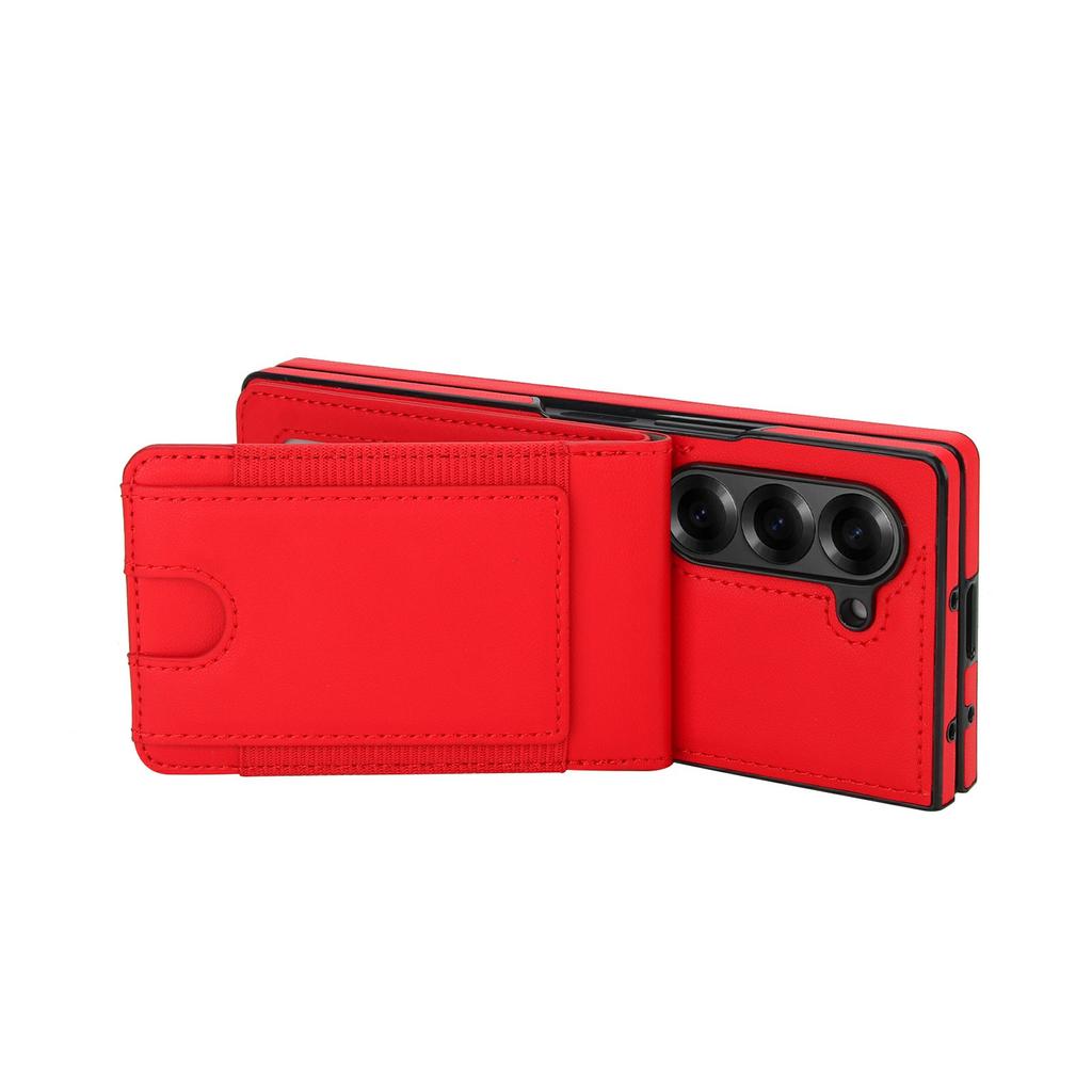 For Samsung Galaxy Z Fold6 5G Case Card Bag Kickstand Leather + PC Phone Cover with HD Screen Protector