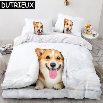Pościel z psem Shiba Inu Zwierzęta Psy Poszwa na kołdrę Podwójna King Twin Pojedyncza Zestawy pościeli Dla Dzieci Chłopców Wystrój Domu Niestandardowa Poszwa na kołdrę