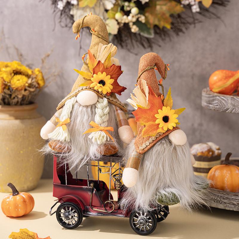 Playful Thanksgiving Decoration Featuring Light-up Gnome And Colorful Maple Leaves For Festivities