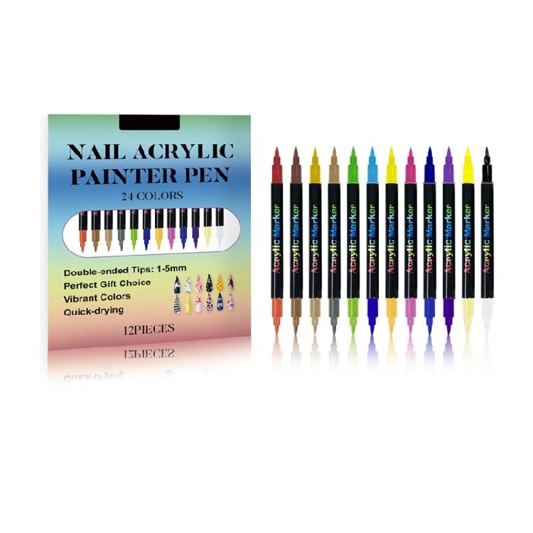 

12pcs 1-5mm Broad Tip Nail Art Kit Featuring Quick Dry Formula for Colorful Decorating Projects Manicure Pens 1