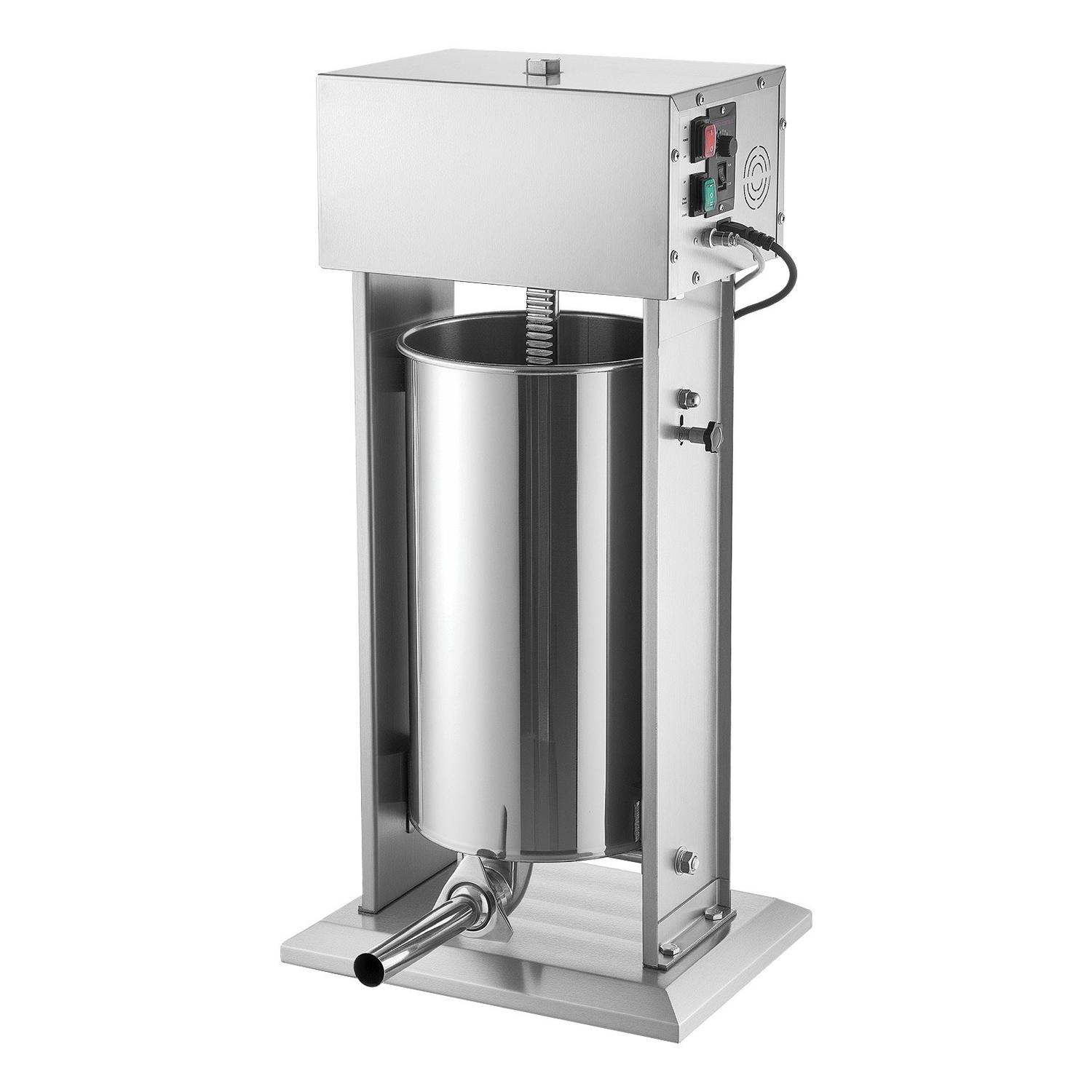 Poussoir à saucisses électrique, Poussoir à viande vertical 55 LBS / 25 L, Contrôle de vitesse progressif et pédale, Remplisseur de saucisses robuste en acier inoxydable avec 5