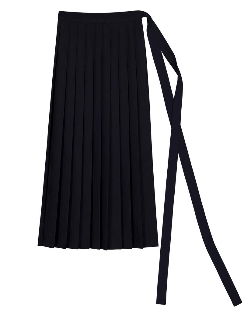 Myuleus Half Cover Chiffon Wrap Skirt [Black]