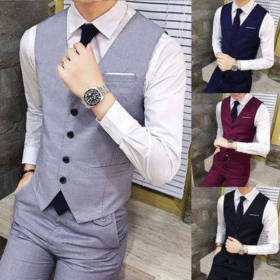 Vest Suit Single-breasted Slim-fit Polyester Men Fashion Formal Vest for Business
