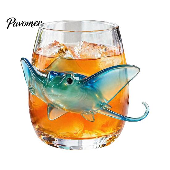 Unique Sea Creature Drinkware Octopus Stemless Wine Glass, 3D Marine Animal Printed Bar Shape Cocktail Cup Borosilicate Glassware, for Cocktails