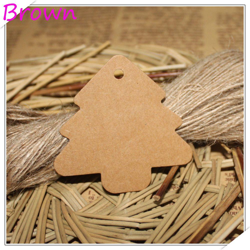 100PCS Hot Party Wedding Kraft Paper Christmas Tree Shape DIY Gift Tag