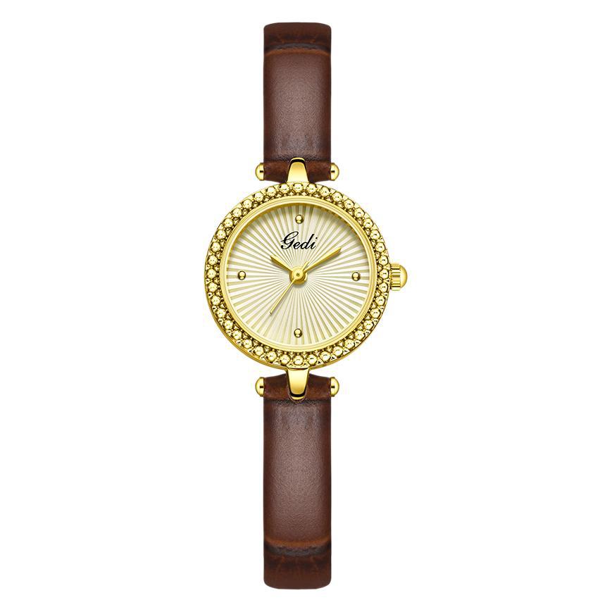 Niche Design Sense Ray Texture Women'S Watch Small Exquisite Fashion Temperament Women'S Leather Quartz Watch
