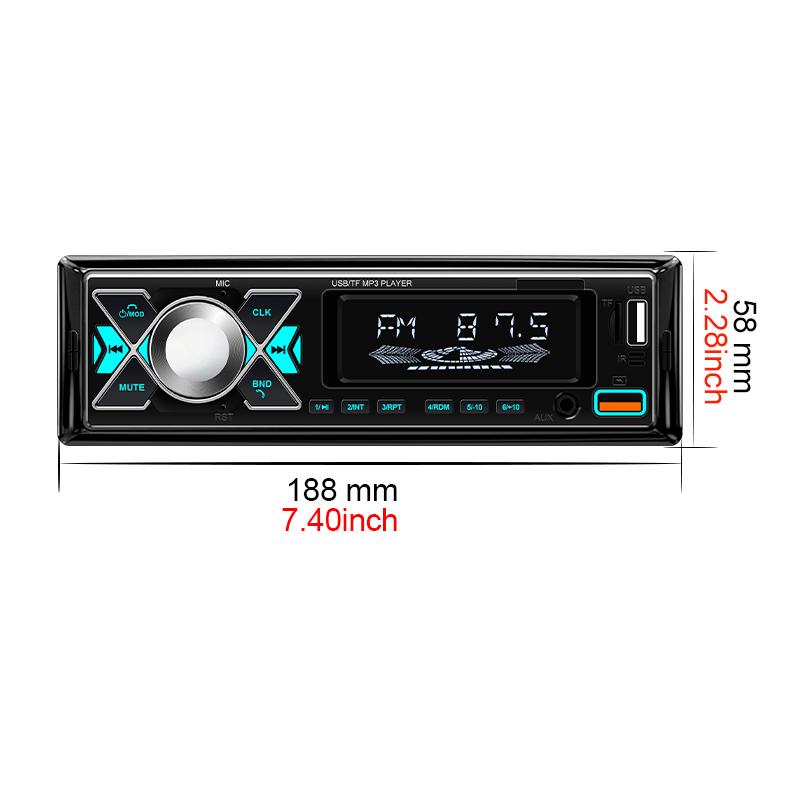 1 Din Radio Car Audio Stereo MP3 Player Bluetooth Multimedia Digital Stereos For Car Universal Colorful With Aux Input USB