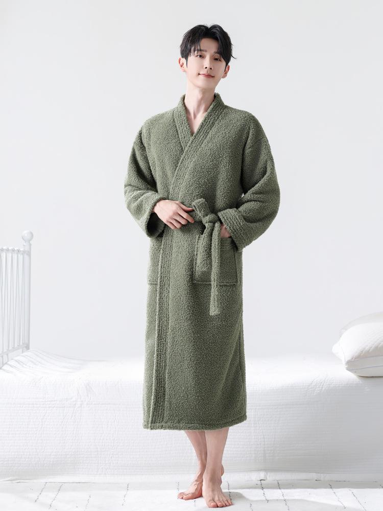 Women's Velvet Pajama Set with Fleece-Lined Pants and Thick Coral Fleece Bathrobe for Autumn/Winter