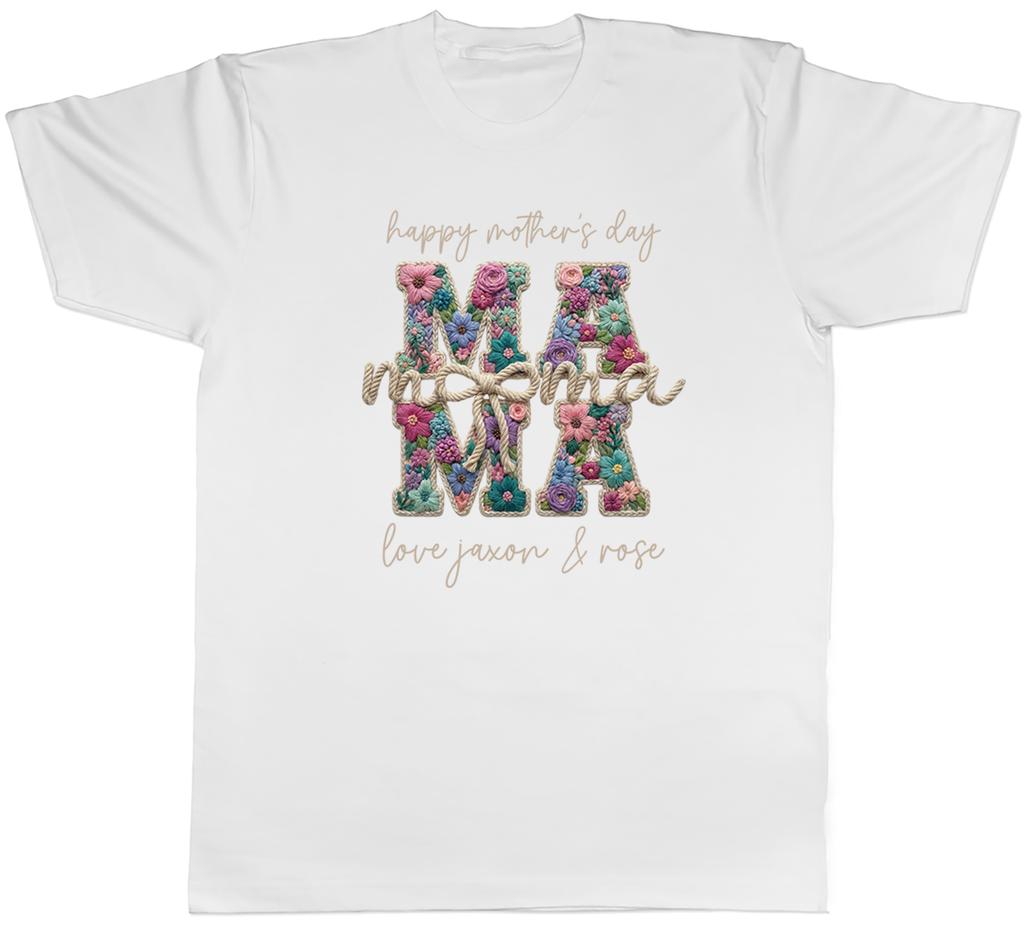 Personalised Happy Mothers Day Mama Crochet Unisexs TShirt Tee Gift Top