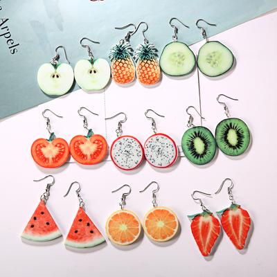 New Cute Fruit Lady Earrings Strawberry Pineapple Tomato Kiwi Orange Cucumber Watermelon Apple Girls Fruit Dainty Earrings