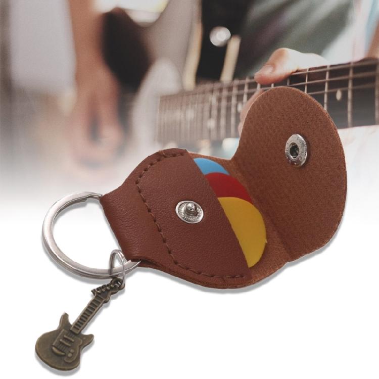 PU Leather Guitar Pick Holder Keychain Pick Cover Pouches Portable Plectrums Bag