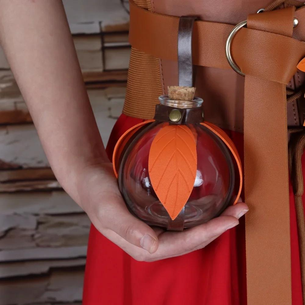 Cosplay Medieval Glass Magic Bottle PU Leather Belt Accessories Viking Knight Retro Cork Dark Magic Bottle Cosplay Accessories