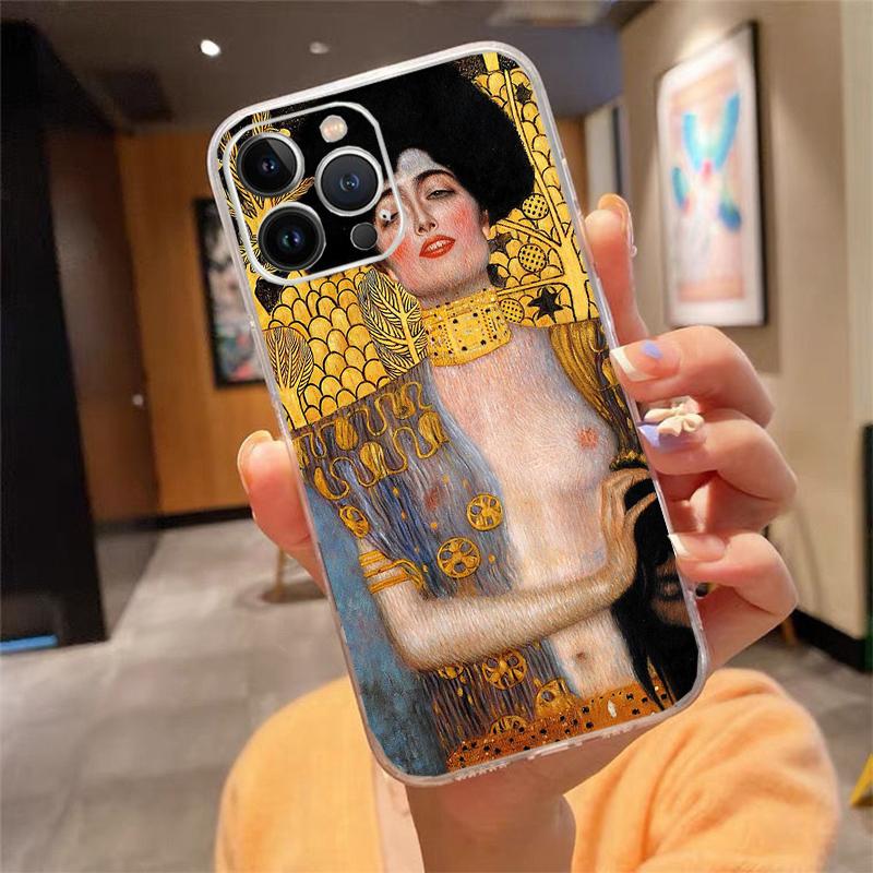 

Phone Case For iphone 17 Pro Max Air 16 15 14 13 Pro Max 15 16 Pro 15Plus Kiss Gustav Klimt Golden Tears paint iphone 13