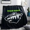 Custom Name,Minnesota Wild Printed Flannel Blanket, Soft Throw for Bedroom Sofa, Washable, Christmas Present, Great Gift.