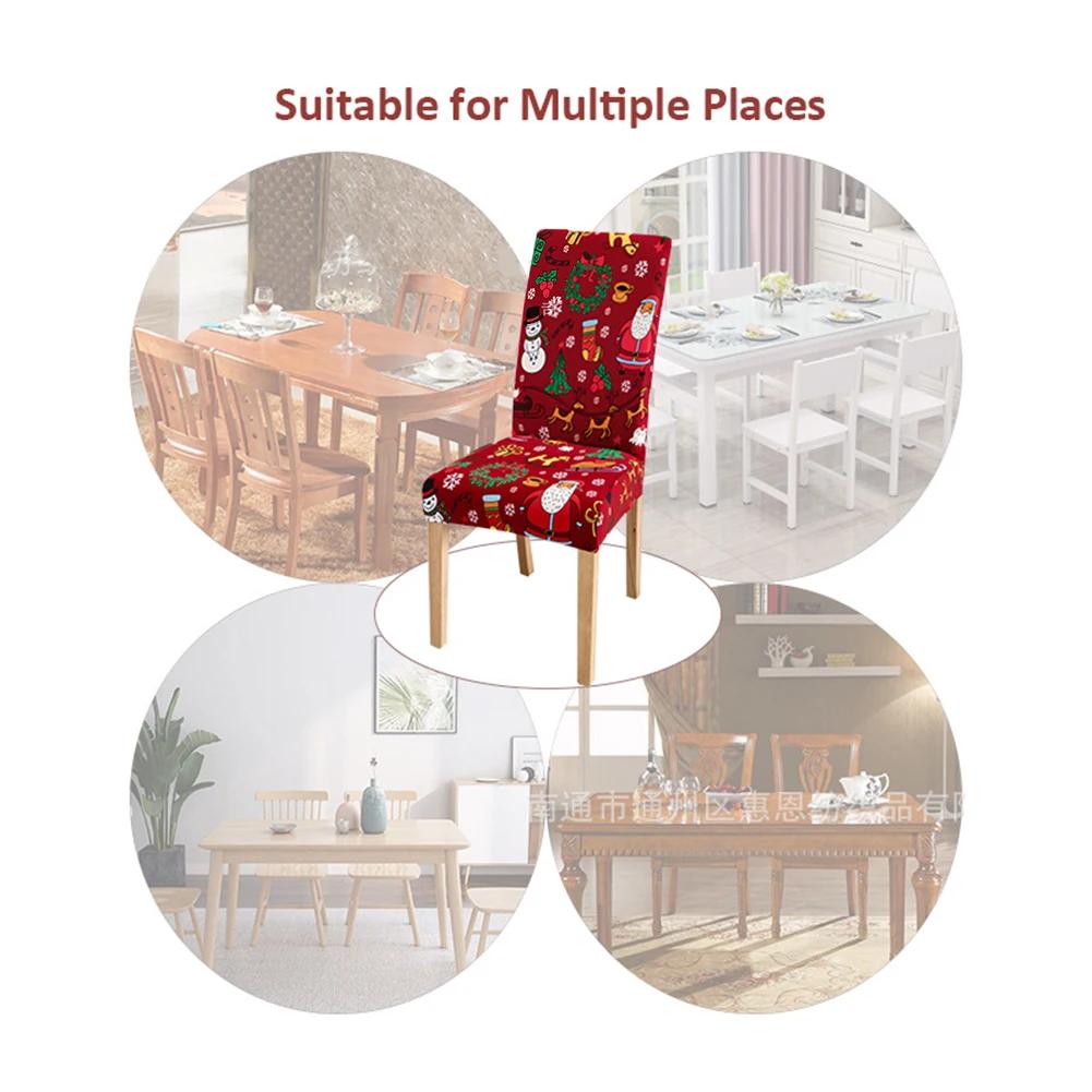 Christmas Chair Cover With High Backrest Santa Pattern Removable High Stretch Machine Washable Chair Seat Protector Cover
