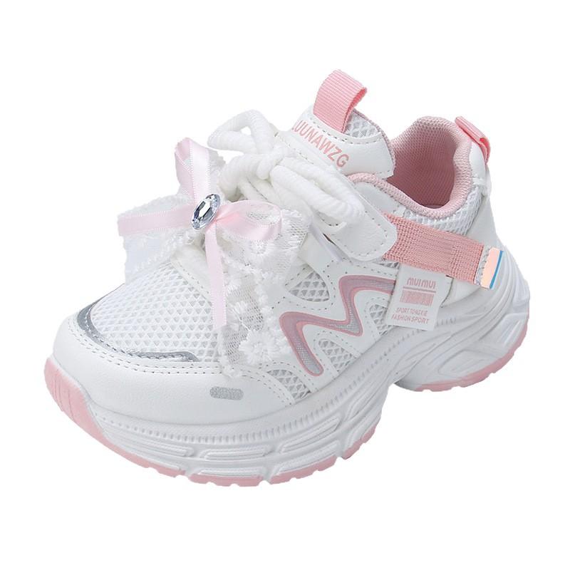 Cute Sneakers for girls2026New Spring/Summer Mesh Pearl Chinese Style Bowknot Dad Shoes Running Shoes