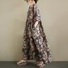 DIMANAF 2026 New Plus Size Spring Summer Beach Vintage Lady Long Dress Women Loose Oversize Maxi Floral Print