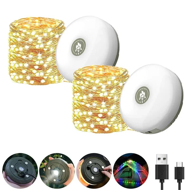 Camping String Lights,33Ft Light with Lanterns (2 in 1 Design),Camping Lights 2000mAh,IPX6 Waterproof,Rechargeable Flashlights