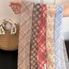 Thin Checkered Silk Scarf for Women Lattice Women Summer Scarf Gifts Long Ribbon Neck Tie Scarf