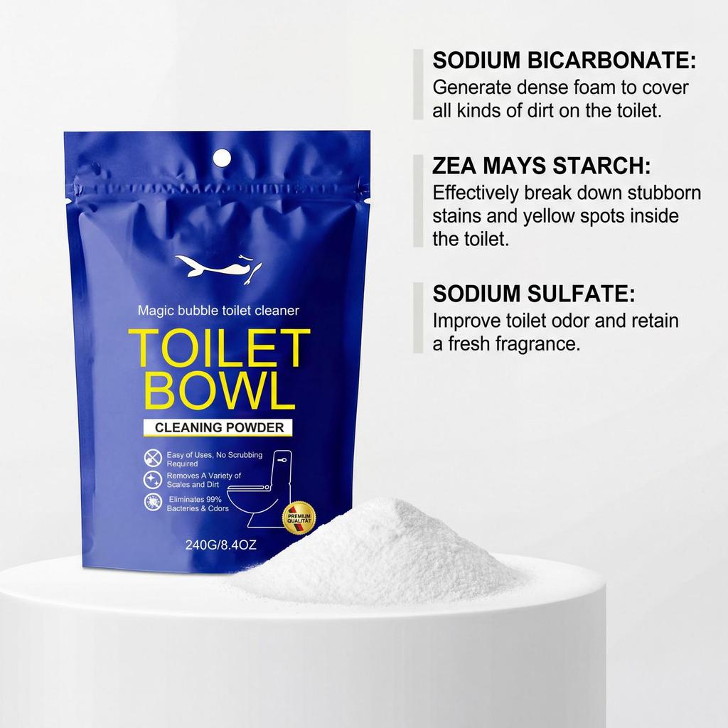 Toilettenschüssel Reinigungs Schaumpulver: Geruchs- & Fleckenentferner mit langanhaltend frischem Duft